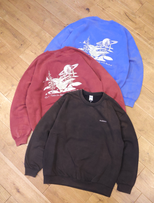 RADIALL 　　「GALAXIAN - CREW NECK SWEATSHIRT L/S」　 ミストブリーチ加工 クルーネックスウェット