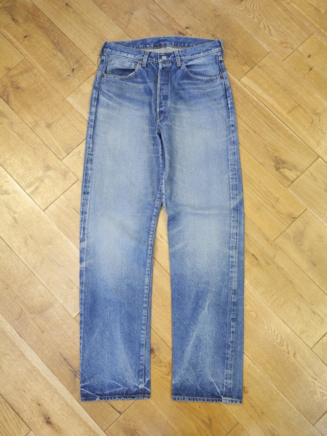 MASSES　　「DENIM 5P PANTS A.3」　ヴィンテージ加工 5ポケット ワイドストレートデニムパンツ
