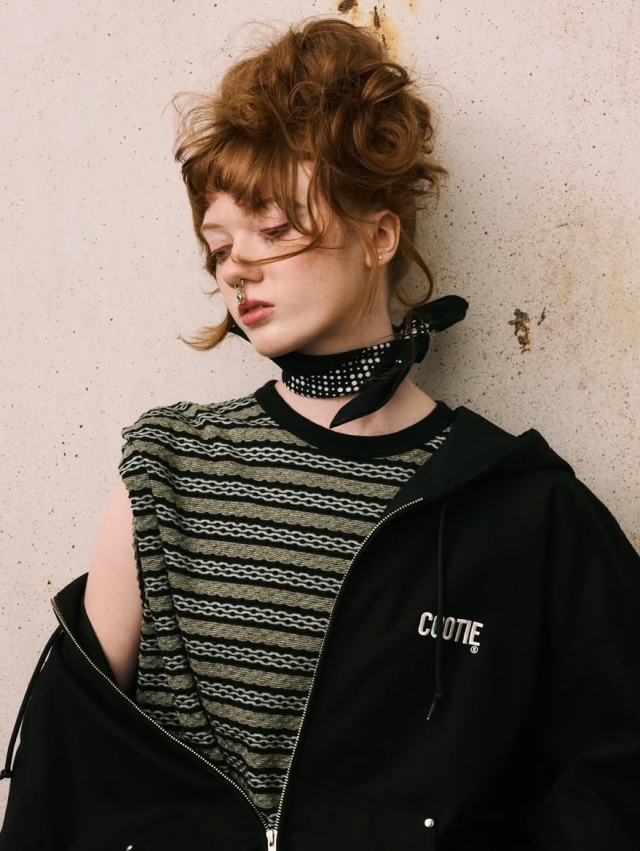 COOTIE PRODUCTIONS ジャガード ボーダーティーシャツ L COOTIE / Jacquard Check L/S Shirt