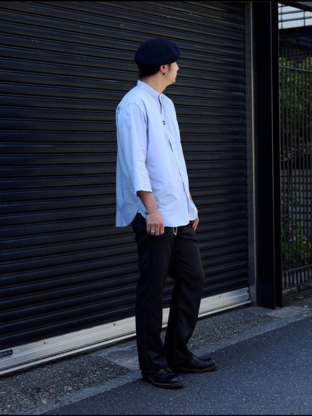 Calee Band Collar 3 4 Sleeve Twill Shirt バンドカラー7分袖シャツ Mash Up マッシュアップ