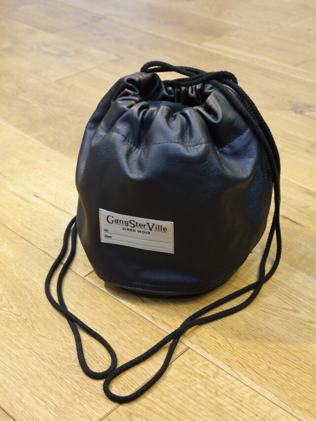 GANGSTERVILLE 　　 「DARK NOIR - LEATHER EFFECT BAG」　　レザー巾着バッグ