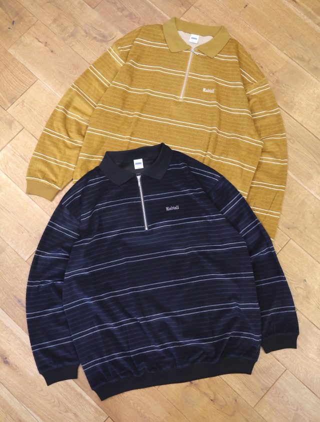 RADIALL 　「HITSVILLE - HALF ZIP POLO SHIRT L/S」　T/Cベロア ボーダーハーフジップシャツ