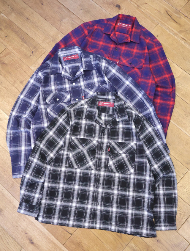 Hide and Seek 「Ombre Check L/S Shirt(26SS)」 オープンカラー オンブレーチェックシャツ