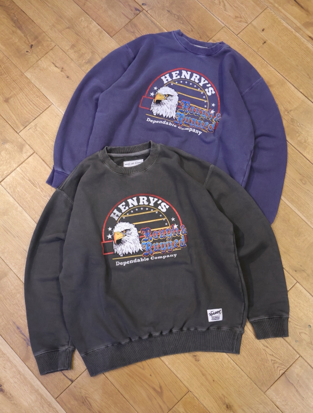 ROUGH AND RUGGED 　「DESIGN CREW01」　ピグメントダイ  クルーネックスウェット