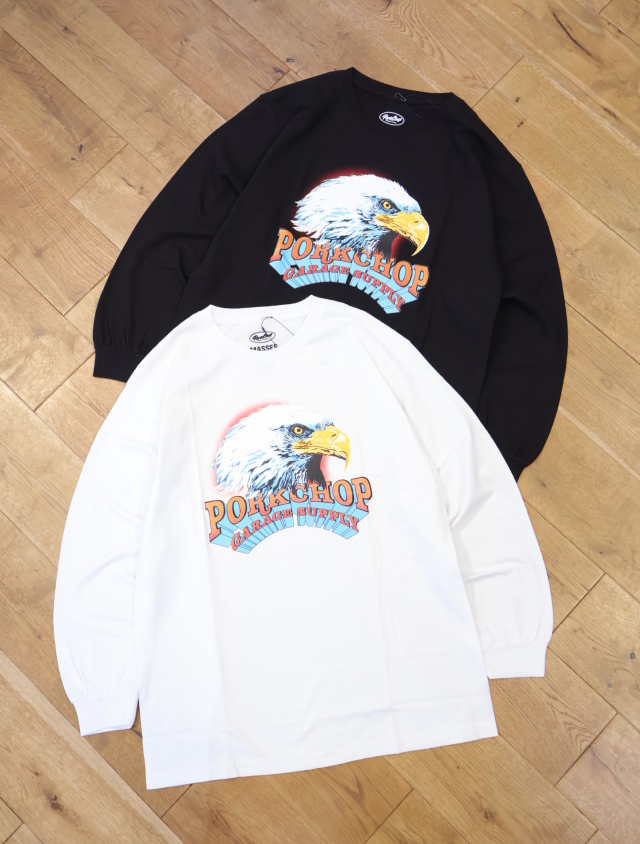 【 7月12日 発売！】PORKCHOP GARAGE SUPPLY × MASSES　  「T-SHIRT EAGLE LS 」   ロングスリーブプリントティーシャツ