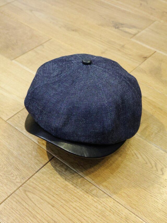 CALEE 　「LEATHER WAPPEN DENIM BRIM LEATHER CAS」　デニムキャスケット