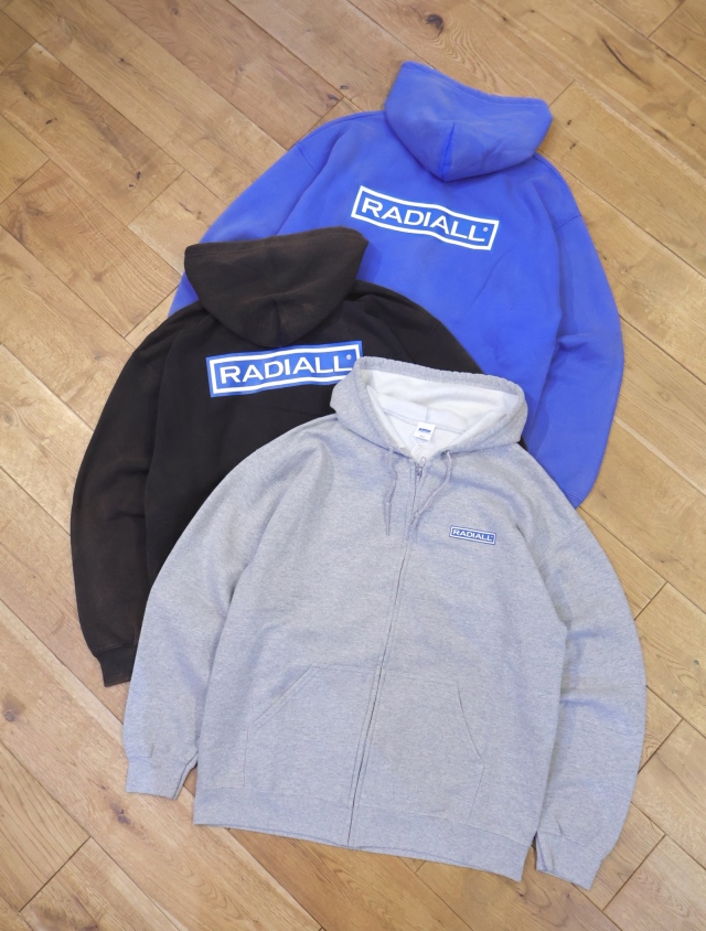 RADIALL 　　「WHEELS - ZIP UP HOODIE」　 ミストブリーチ加工 スウェットジップアップフーディー