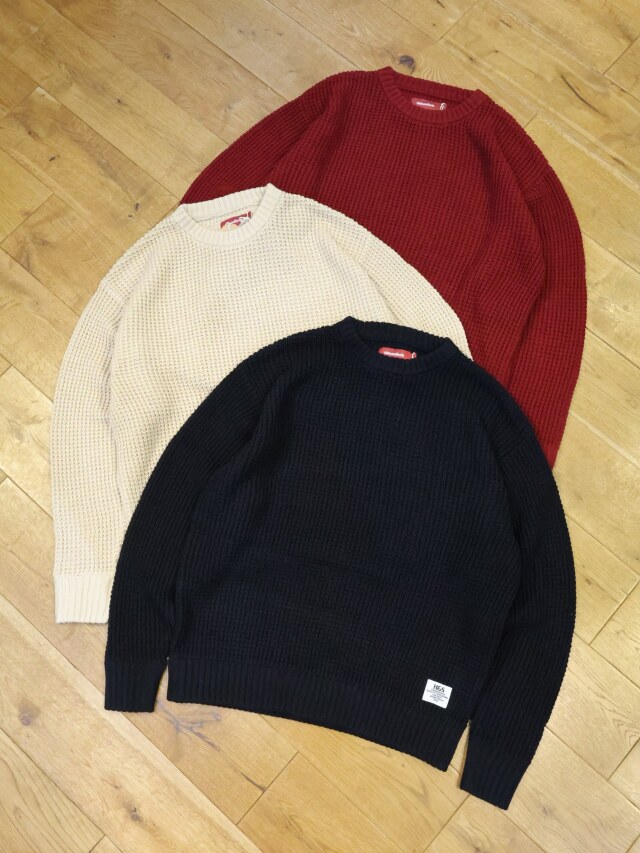 Hide and Seek　「Heavy Waffle Knit Sweater（26AW）」　クルーネック コットンニットセーター