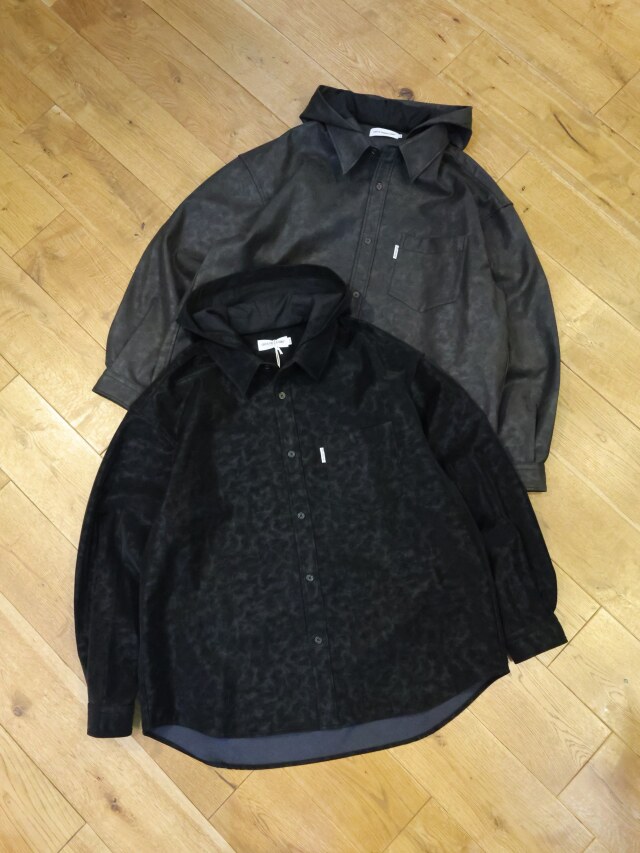 COOTIE　　「Faux Leather Hooded Shirt」　フェイクレザー フーデッドシャツ