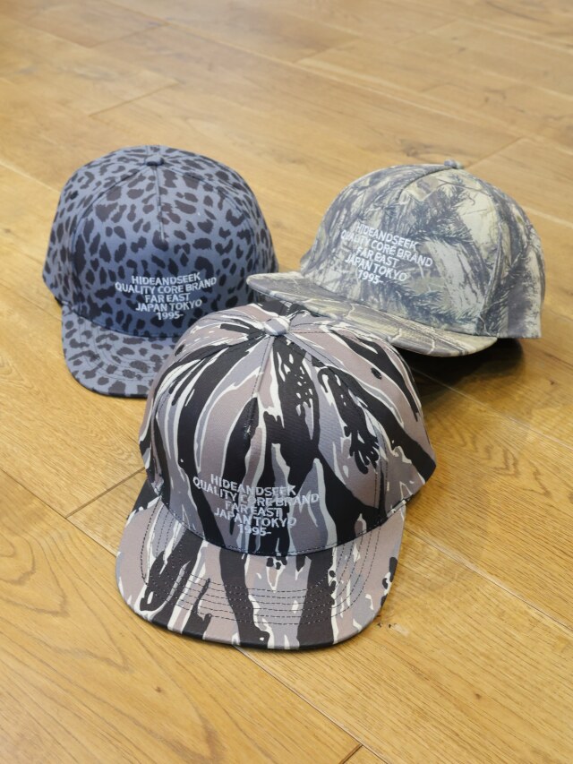 Hide and Seek 「Camo CAP（26AW）」　ユーズド加工 5パネル スナップバックキャップ