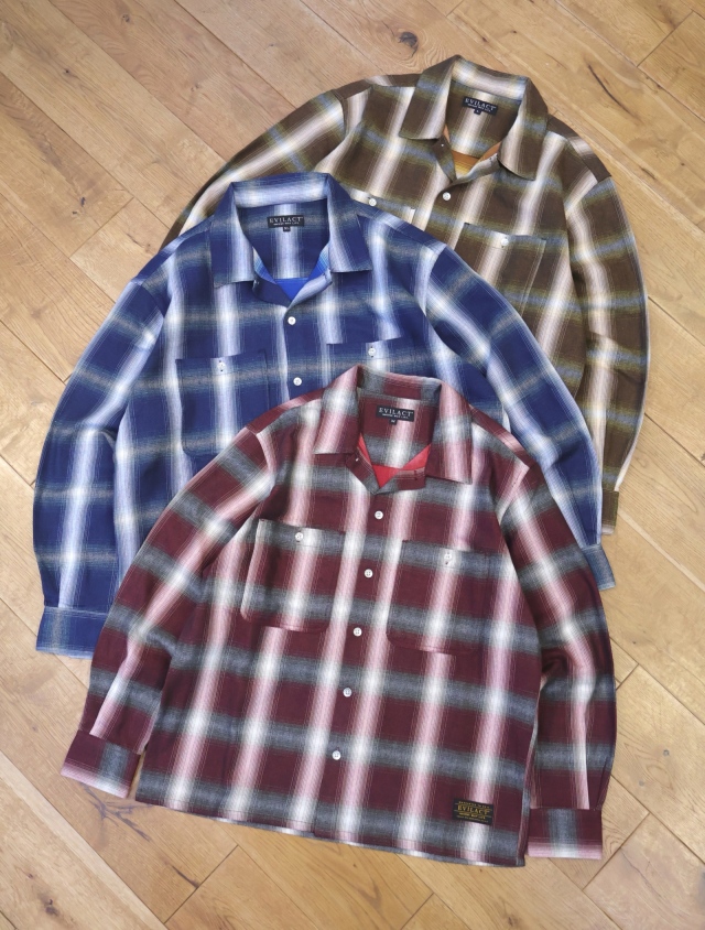 EVILACT 　　「CHECK LS」　オープンカラーチェックシャツ