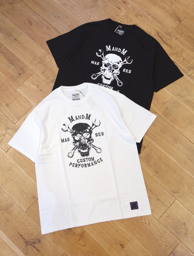 【 7月26日 発売！】M&M CUSTOM PERFORMANCE × MASSES　  「M&M×MASSES T-SHIRT SKULL WRENCH」   プリントティーシャツ