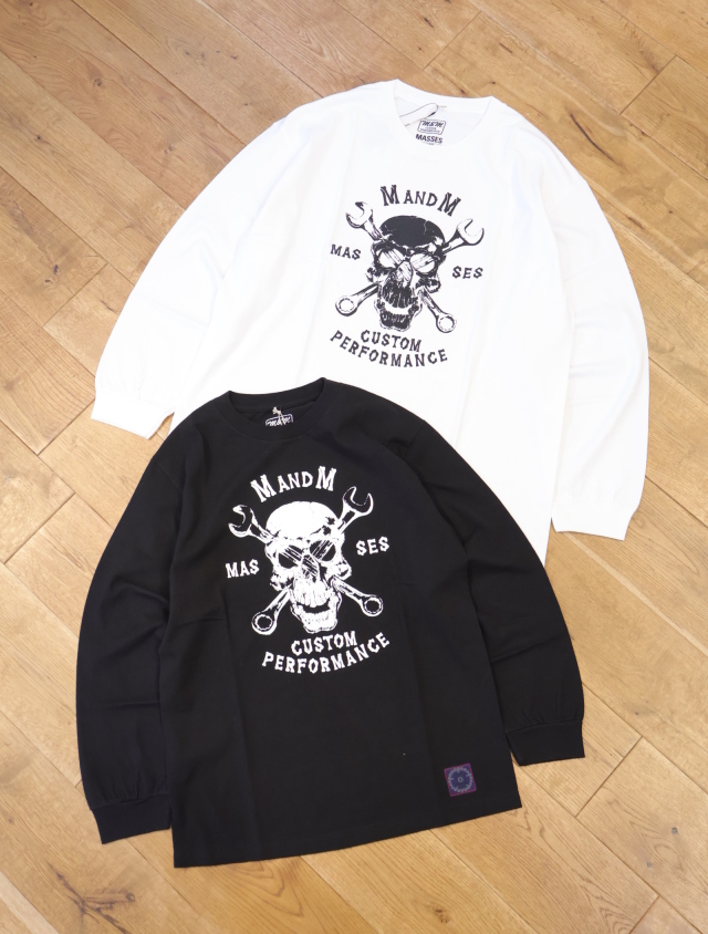 【 7月26日 発売！】M&M CUSTOM PERFORMANCE × MASSES　  「M&M×MASSES T-SHIRT SKULL WRENCH L/S」   ロングスリーブプリントティーシャツ