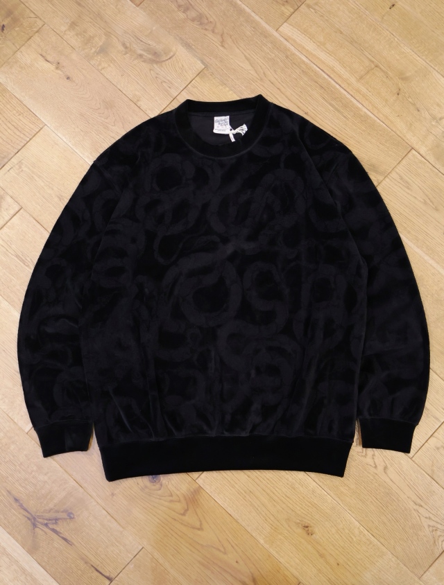 CALEE　　「JQ VELOUR CREW NECK CS ＜SNAKE PATTERN＞」　　ジャガードベロアカットソー