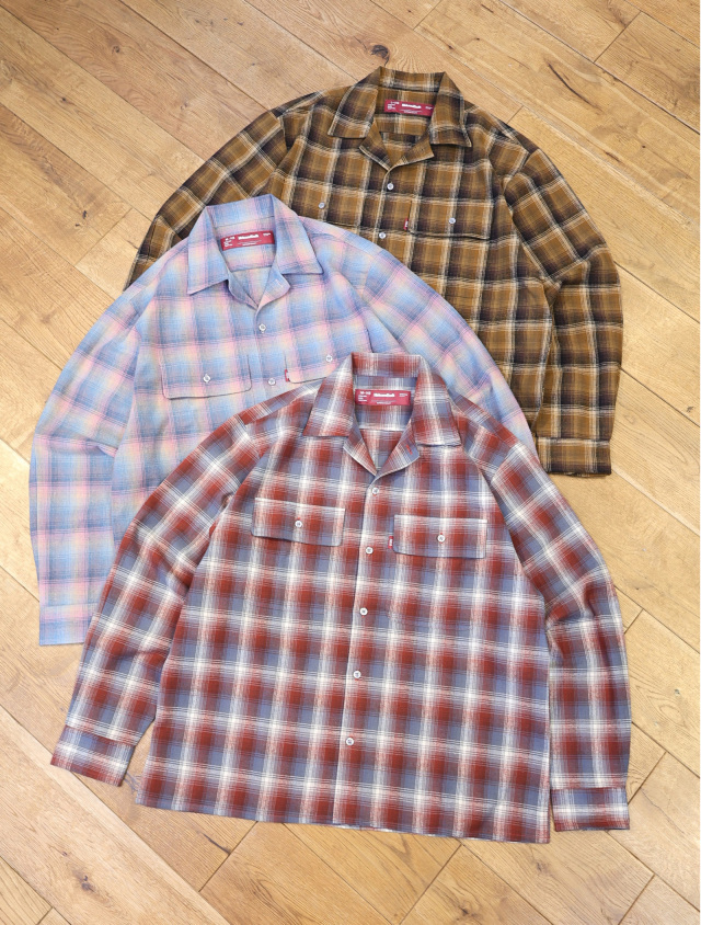 Hide and Seek　「Flannel Check L/S Shirt」　オープンカラー フランネルチェックシャツ