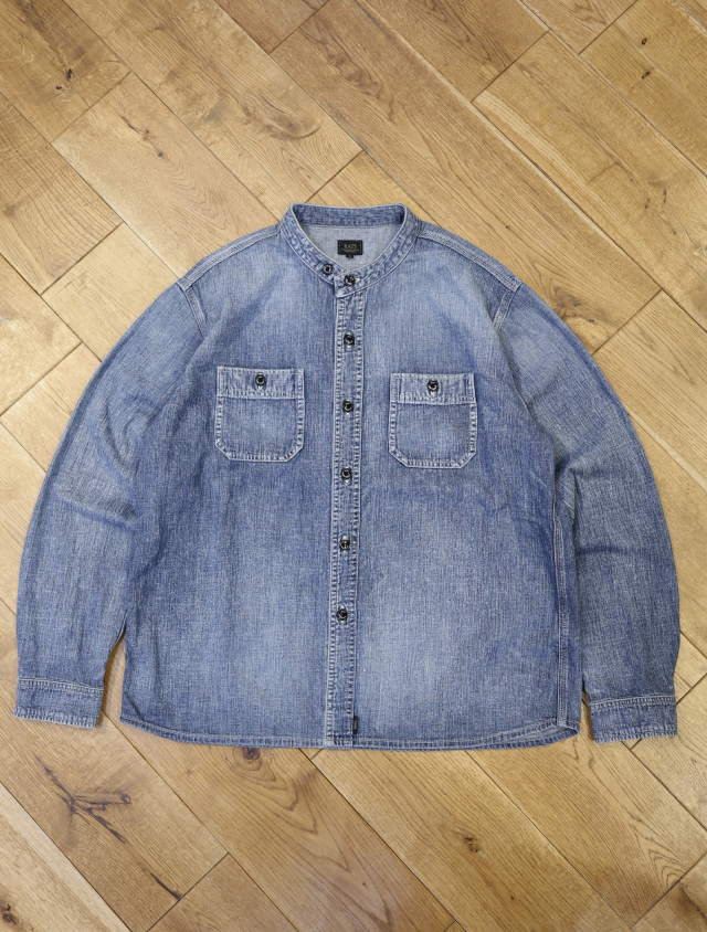 RATS　　「STAND COLLAR DENIM SHIRT」　　ユーズド加工 スタンドカラーデニムシャツ