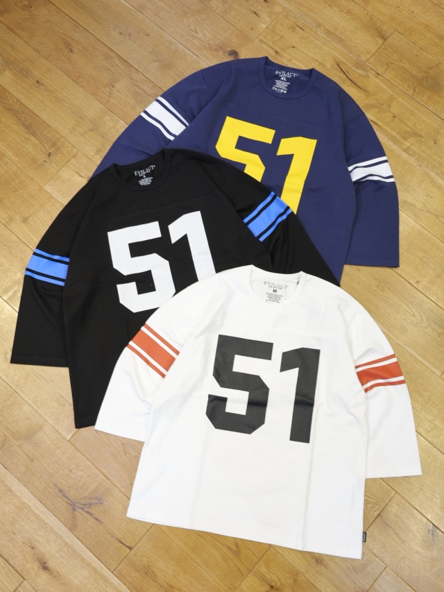 EVILACT 　「51 FOOTBALL QS」　クォータースリーブ フットボールティーシャツ