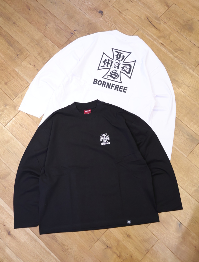 Hide and Seek　「MAD L/S Tee（LOOSE FIT）」　ルーズフィット プリントロングスリーブティーシャツ
