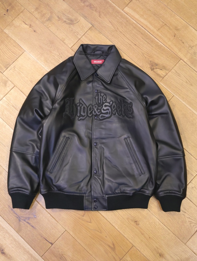 y*n様 hideandseek nishiura toru レザージャケット Hide and Seek ×Toru Nishiura 「Leather Varsity Jacket」 シープ