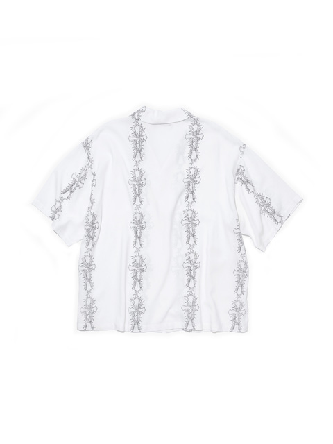 INCOMPLETE TOKYO 「Cross pattern S/S shirts」 レーヨン オープン