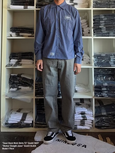 UNIVERSAL OVERALL×MINE 「 Dead Stock Work Shirts TC Stripe（Black