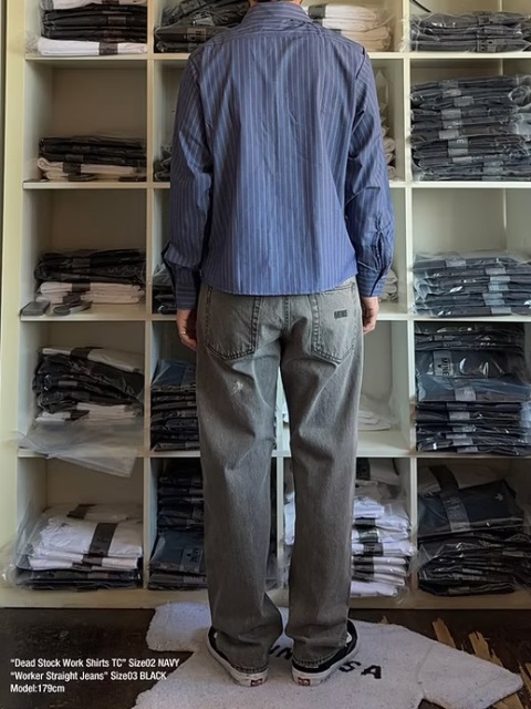 UNIVERSAL OVERALL×MINE 「 Dead Stock Work Shirts TC Stripe（Black