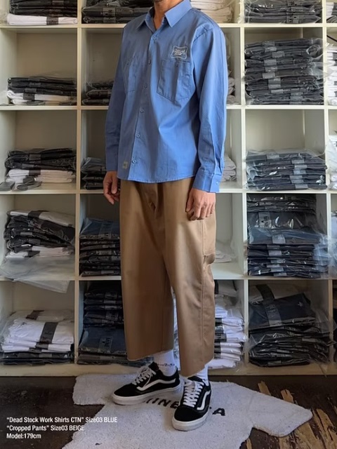 UNIVERSAL OVERALL×MINE 「 Dead Stock Work Shirts TC Stripe（Black