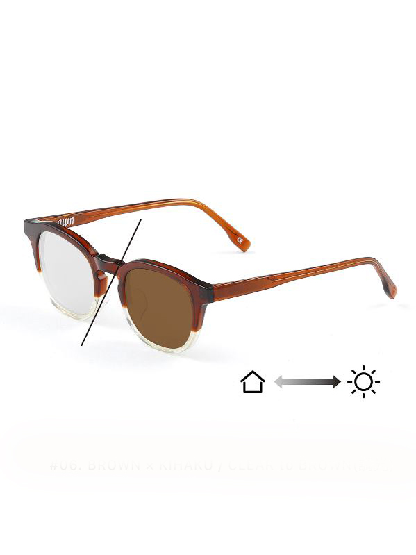 OWN　　「#06　BROWN × KIHAKU/CLEAR to BROWN（調光レンズ）」　　ヴィンテージボストンタイプグラッシーズ