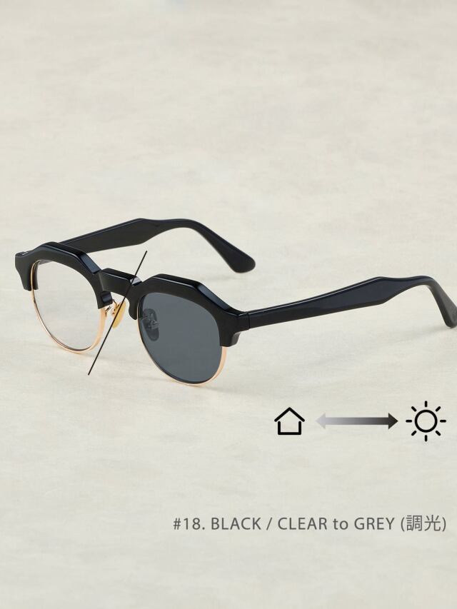 OWN 「#18 BLACK / CLEAR to GRAY (調光レンズ)」 ブロータイプグラッシーズ