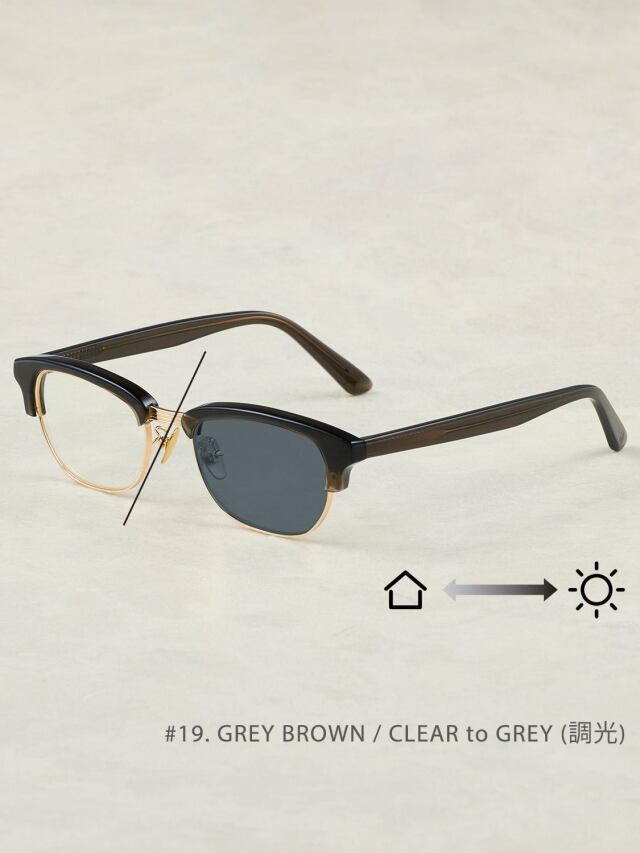 OWN 「#19 GRAY BROWN / CLEAR to GRAY (調光レンズ)」 ブロータイプグラッシーズ