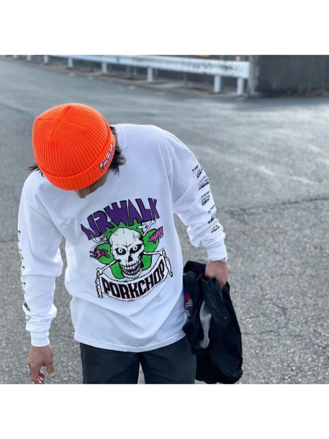 Porkchop ラグランスリーブTシャツ PORKCHOP GARAGE SUPPLY × AIRWALK 「AP SKELETON L/S TEE