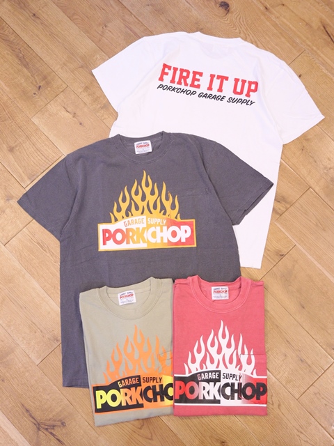 PORKCHOP GARAGE SUPPLY　「FIRE BLOCK POCKET TEE」  プリントポケットティーシャツ