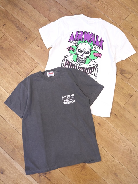 【 3月24日  発売！】PORKCHOP GARAGE SUPPLY × AIRWALK　「AP SKELETON TEE」  プリントティーシャツ