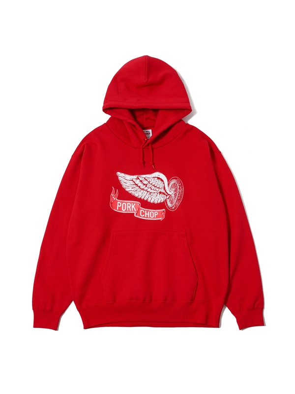 トップス MASSES PORKCHOP SWEAT HOODED FLING WHEEL PORKCHOP GARAGE SUPPLY × MASSES 「SWEAT HOODED FLYING WEEL P