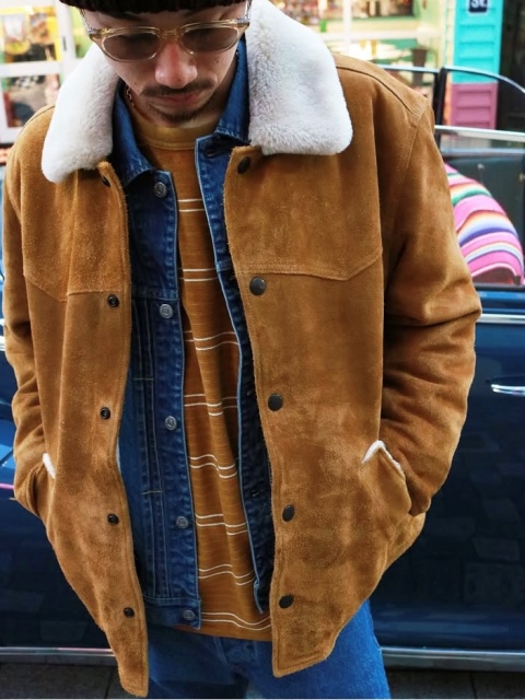 RADIALL 「MUSCLE SHOALS - RANCH COAT」 スエードレザー ボアランチコート