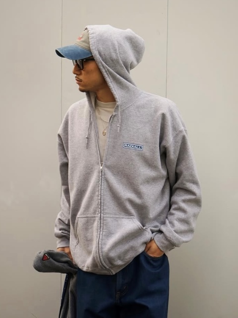 RADIALL 「WHEELS - ZIP UP HOODIE」 ミストブリーチ加工 スウェット