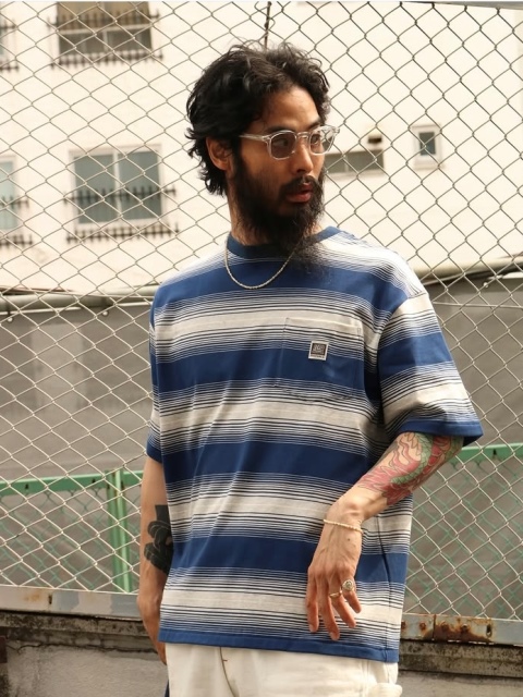 RADIALL 「BOARD - CREW NECK T-SHIRT S/S」 ボーダー ポケットティー