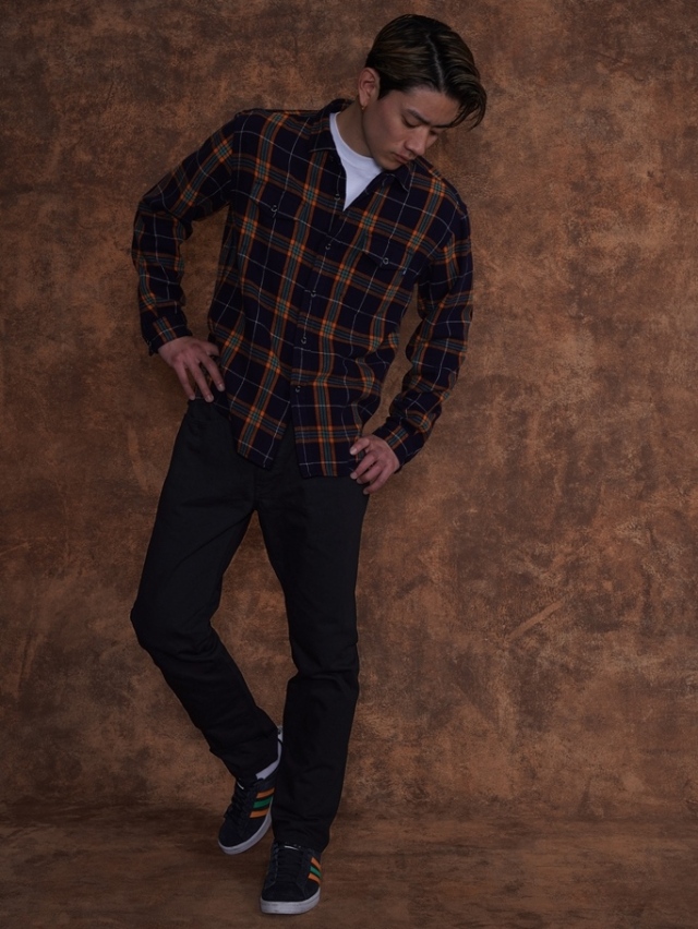 RATS 「COTTON FLANNEL NAVY CHECK SHIRT」 フランネルチェックシャツ 