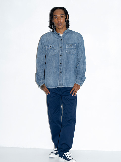 RATS 「STAND COLLAR DENIM SHIRT」 ユーズド加工 スタンドカラー
