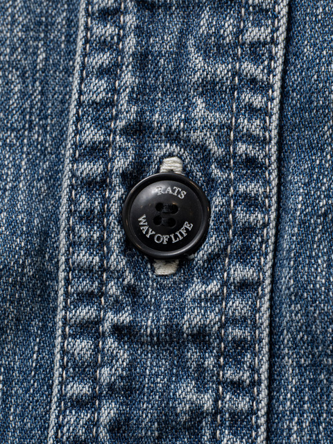 RATS 「STAND COLLAR DENIM SHIRT」 ユーズド加工 スタンドカラー