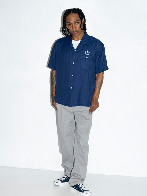 Cat Street ボウリングシャツ ダークブルー RATS 「BOWLING SHIRT BOLT」 レーヨン ボーリングシャツ