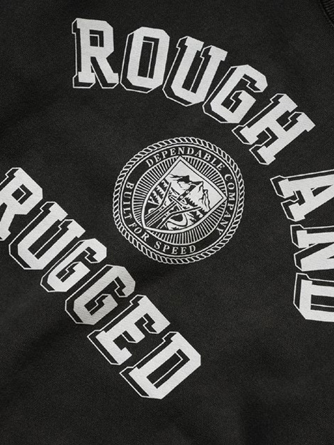 ROUGH AND RUGGED DESIGN LS ブラックピッグ L ROUGH AND RUGGED 「DESIGN CREW02」 ピグメントダイ クルーネック