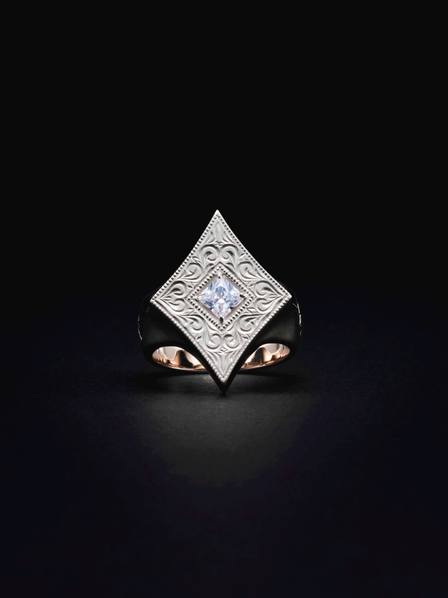 プレブリック　キーリング INTEGRATE RING Silver Engraved Diamond Ring 」 SILVER950製 ピンキーリング