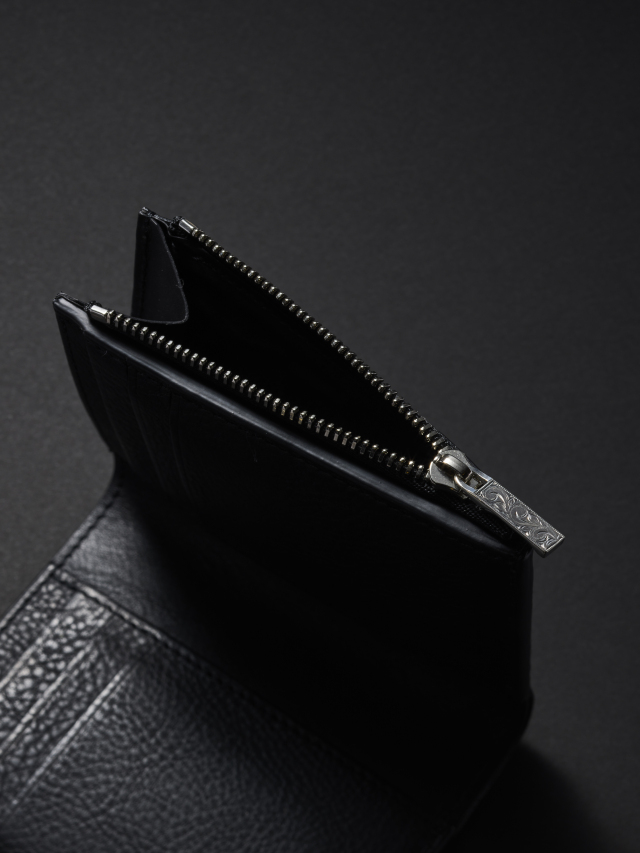リピート率高 三つ折り財布 黒 RENAME（リネーム） 財布 回転金具 3つ折り財布 ウォレット メンズ