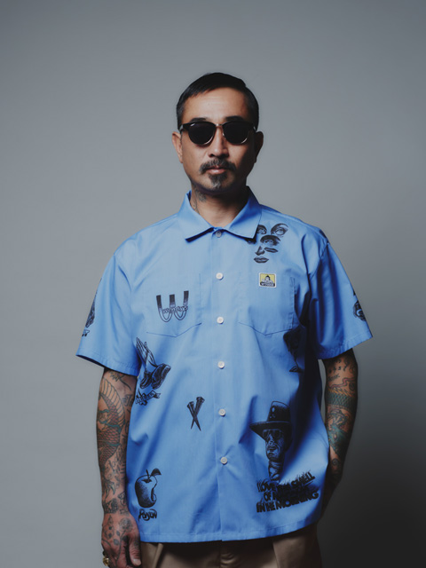 SOFTMACHINE SCRAWL SHIRTS S/S オープンカラーシャツ