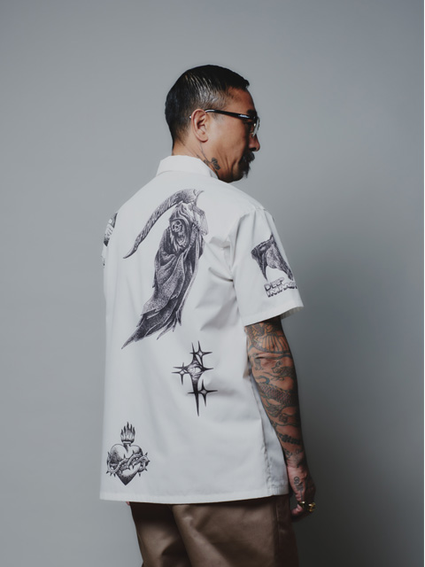 SOFTMACHINE SCRAWL SHIRTS S/S オープンカラーシャツ