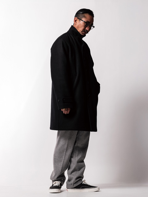 最終値下げ　美品　ハイドアンドシーク　ウールコート メルトンジャケット SOFTMACHINE 「HIDE COAT」 スタンドカラー ウールメルトンコート