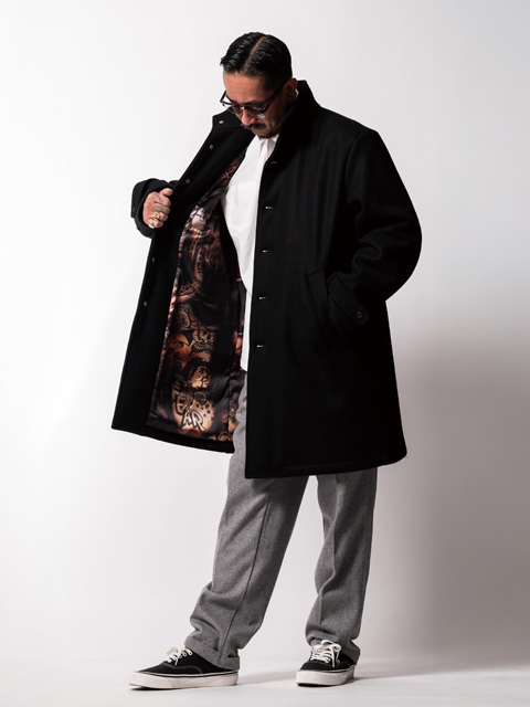 SOFTMACHINE 「HIDE COAT」 スタンドカラー ウールメルトンコート