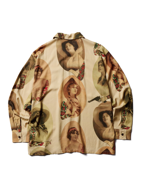 SOFTMACHINE 「INKED WOMAN SHIRTS L/S」 レーヨン レギュラーカラーシャツ