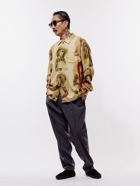 SOFTMACHINE 「INKED WOMAN SHIRTS L/S」 レーヨン レギュラーカラーシャツ